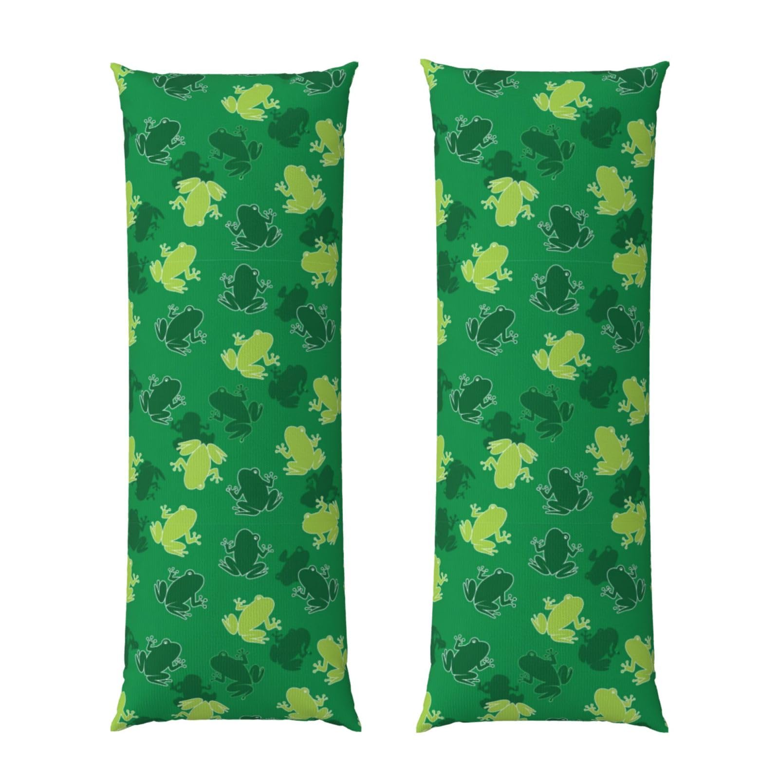 Body Pillowcase 20x60 Animal Frogs Green, Cozy Plush Velvet Pillow Cover with Hidden Zipper, Soft Cushion Case for Bedroom Sofa Home Decor
