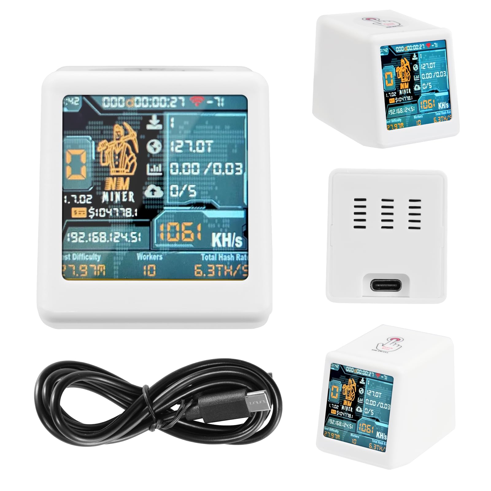 Aboiled Nmminer Nerdminer V2, ESP32 Bitcoin Lottery Miner, 530 /S Hashrate, 2,8 -Smart -Display für BTC Solo Mining