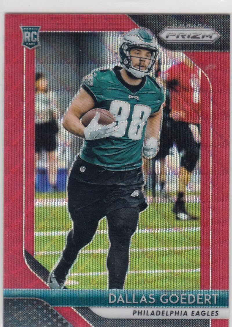 Football Trading Card 2018 Panini Prizm Prizm Red Wave #299 Dallas Goedert Rookie EX/NM 22/149 Eagles