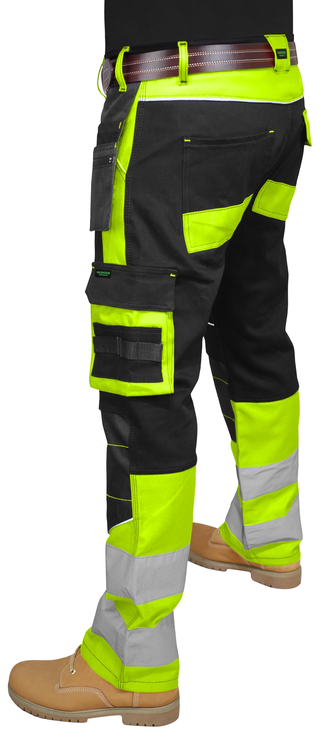 Pantalon de travail haute visibilité pour homme avec bande réfléchissante et poches multiples
