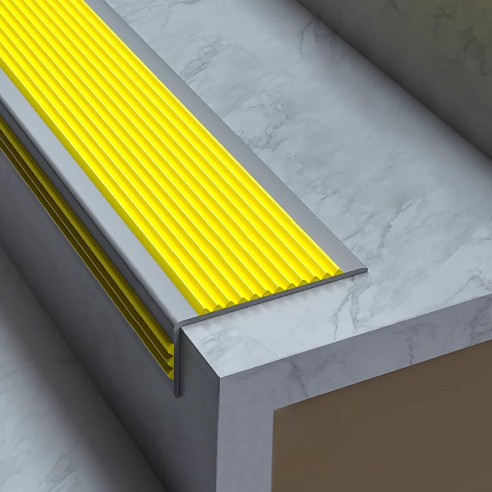 Nez de marche antidérapant jaune SRNSAEB 254cm pour escalier