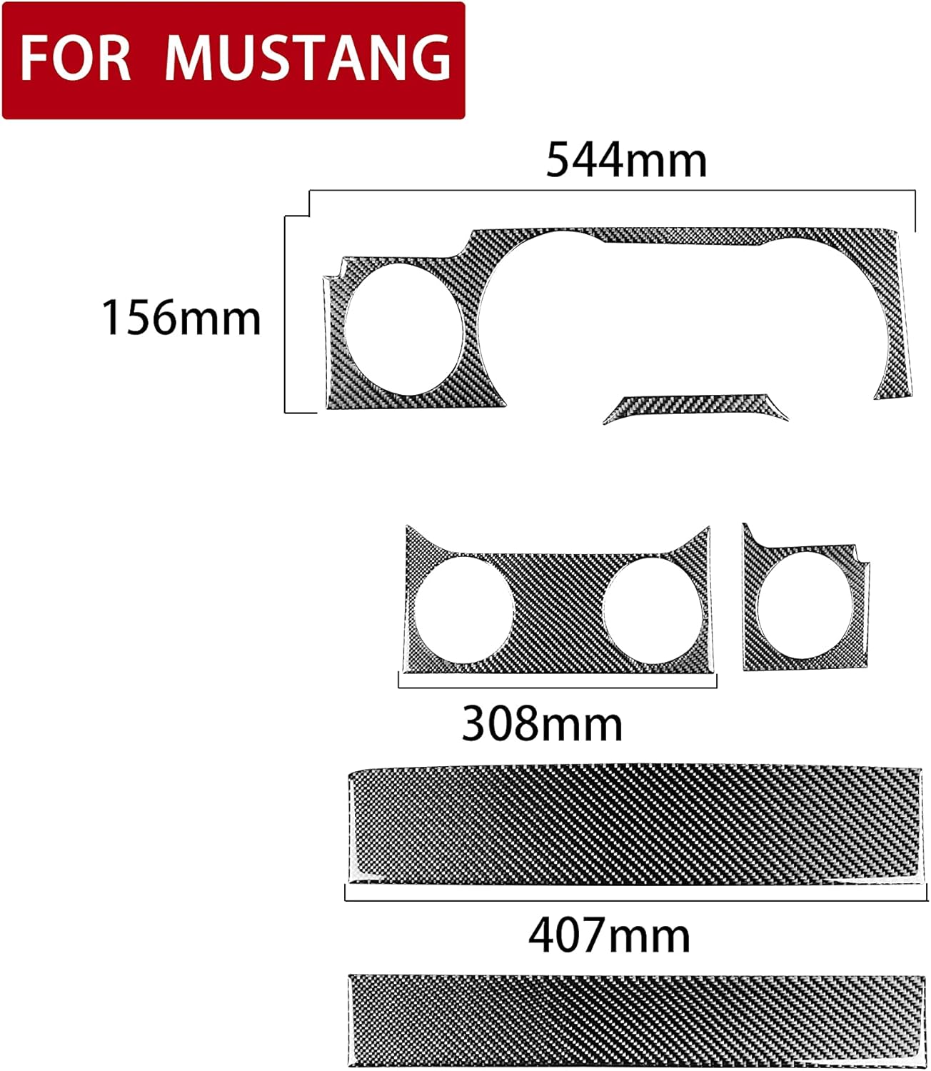 Car Instrument Central Console Dashboard Panel Kit Carbon Fiber Accessories Trim Stickers Compatible with Ford Mustang GT Shelby 2005 2006 2007 2008 2009 7PCS