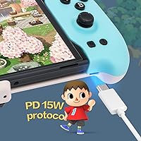 Vista 4 de ECHZOVE Upgrade Nintendo Switch OLED Controller Grip - Ergonomic Animal Crossing Style Controller with Joystick, NFC, Turbo, Six-Axis Gyro, Dual
