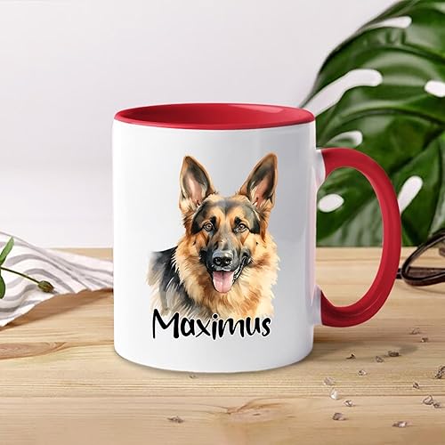 Miniatura 3 de Taza de café con nombre personalizado de pastor alemán, 11 15 onzas, taza de cerámica blanca de pastor alemán personalizado, regalos para hombres,