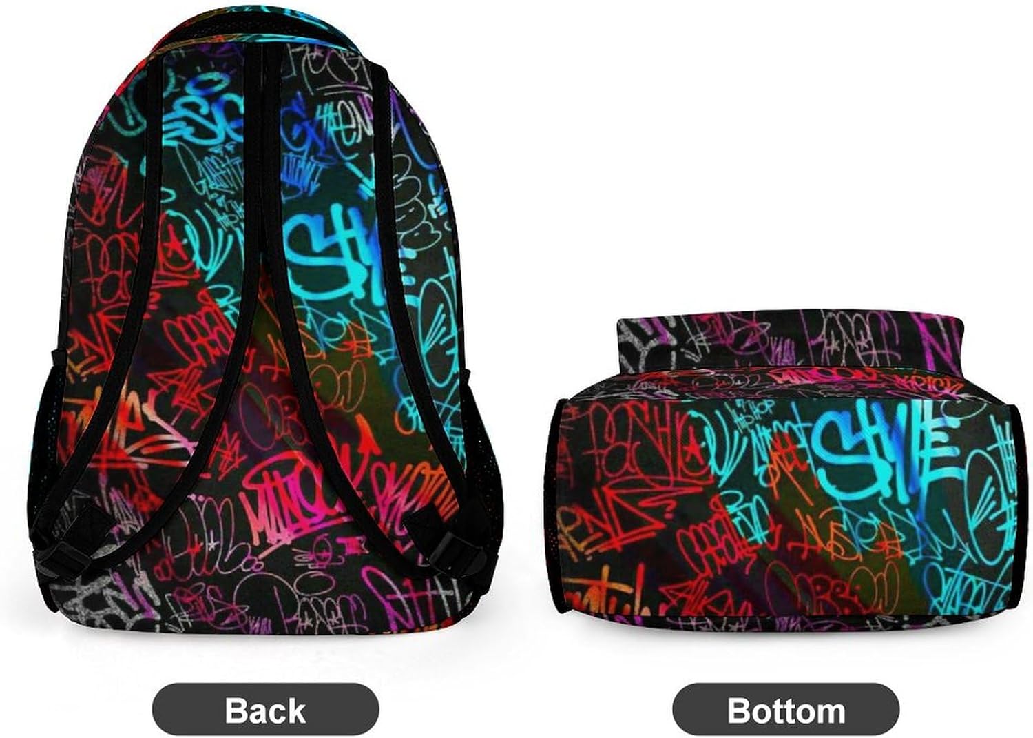 Graffiti Art Daily Backpack, Hip Hop Art Backpacks Travel Laptop Daypack School Backpack for Kids Adult