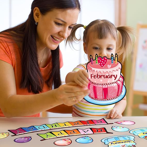 Outus 20 Pcs Birthday Bulletin Board Chart Classroom Set,Black Dot Style
