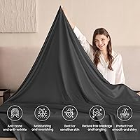 Vista 3 de THXSILK 1 sábana encimera de seda, 100% 6A+, seda de morera pura, ultra suave, duradera, refrescante, transpirable (individual, negro)