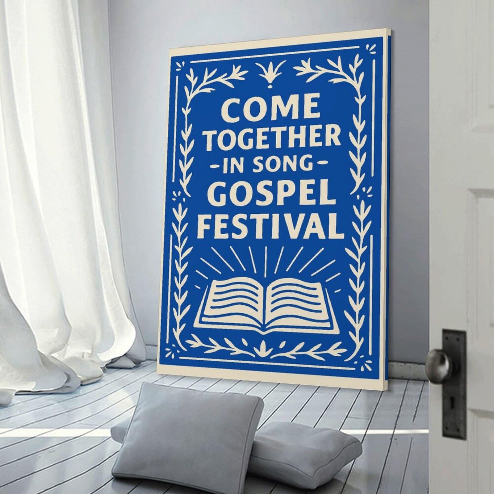 Junmoney Canvas Wall Decor Come Together in Song Gospel Festival, 12x18inch(30x45cm), for Flats, Guest Rooms Or Compact Rooms, A Simple Refresh for Blank Walls