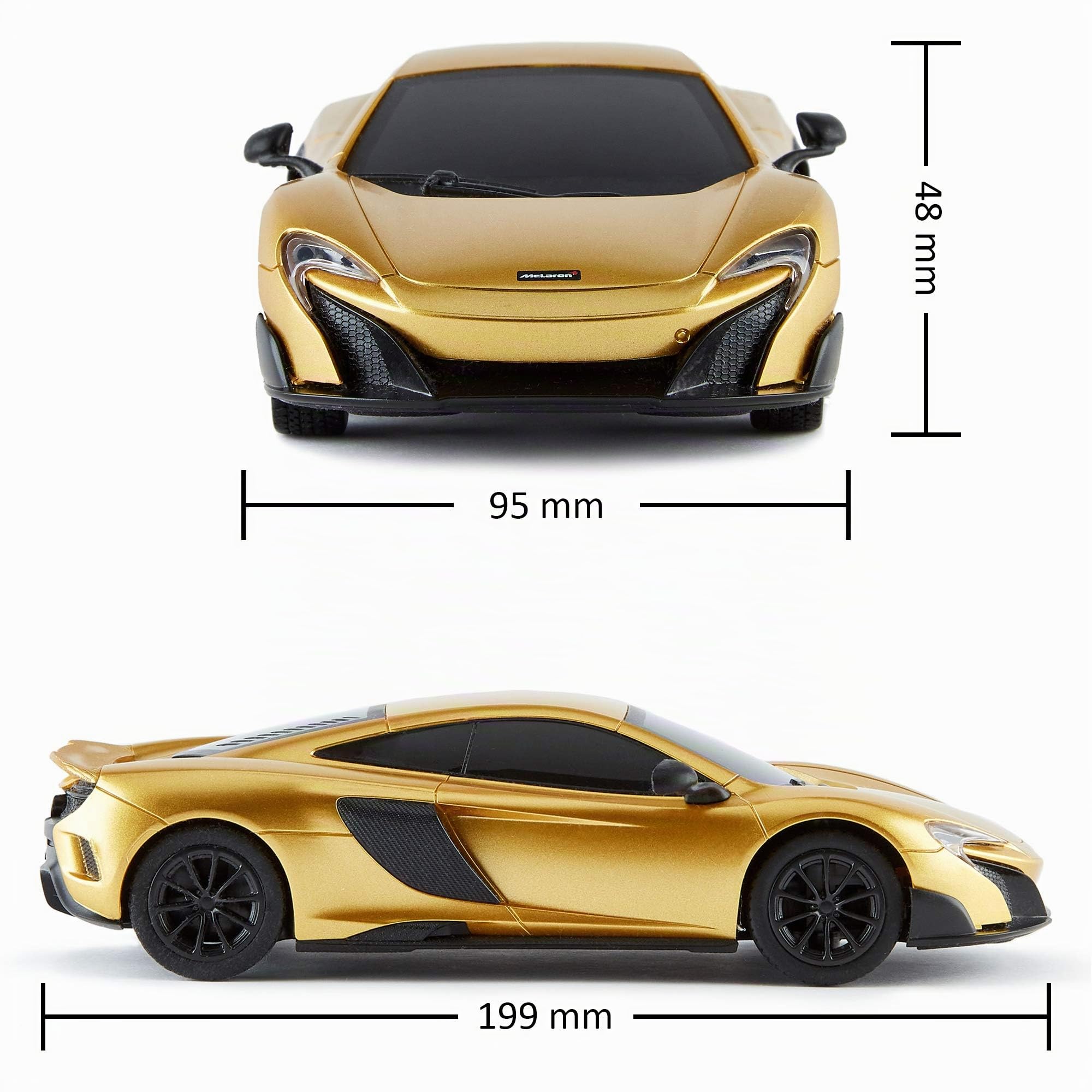 CMJ RC Cars 1:24 Pack Doble: McLaren 765LT Oro y Lamborghini Aventador Negro – Set de Carreras definitivo para niños y Adultos