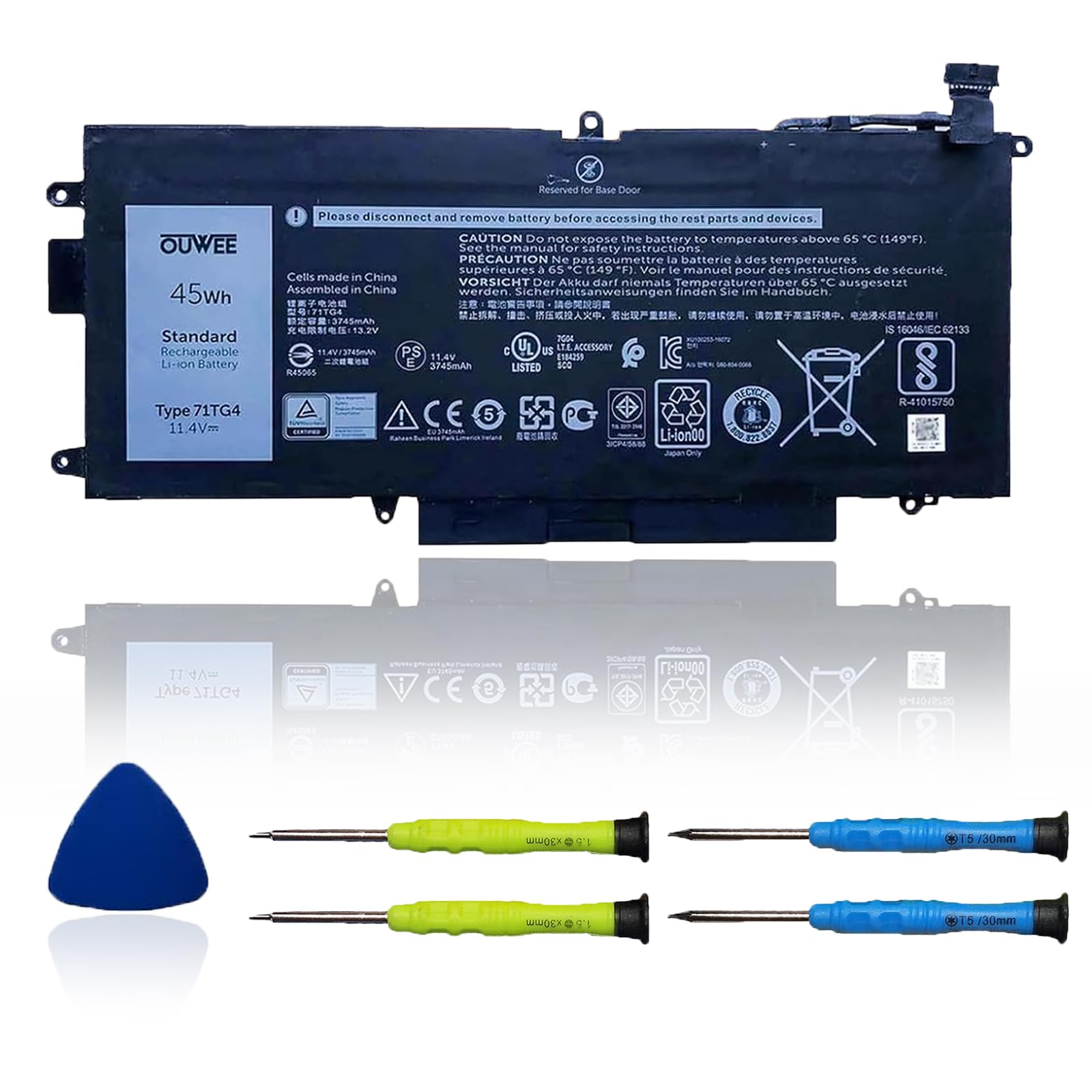 71TG4 Laptop Battery Compatible with Dell Latitude 5289 7389 7390 2-in-1 Series Notebook 071TG4 K5XWW X49C1 0X49C1 11.4V 45Wh 3745mAh