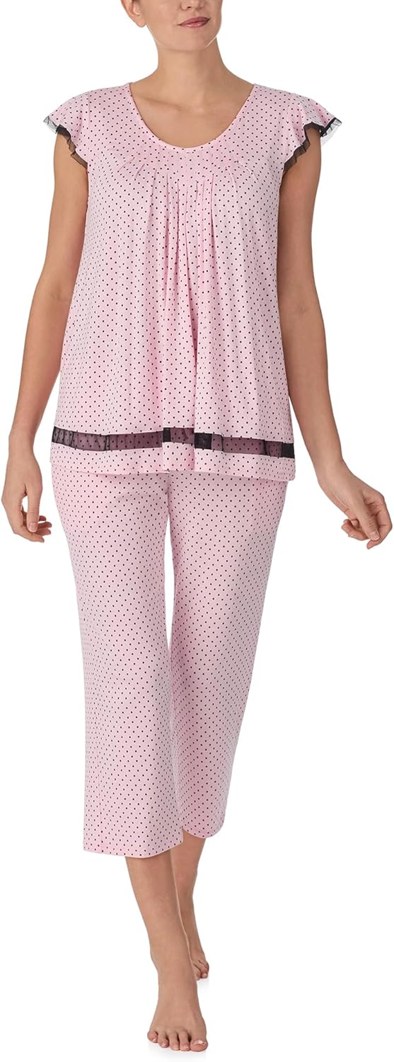 ELLEN TRACY Womens Pajama Top - Soft Stretch Jersey Short Sleeve Sleep Shirt Loungewear