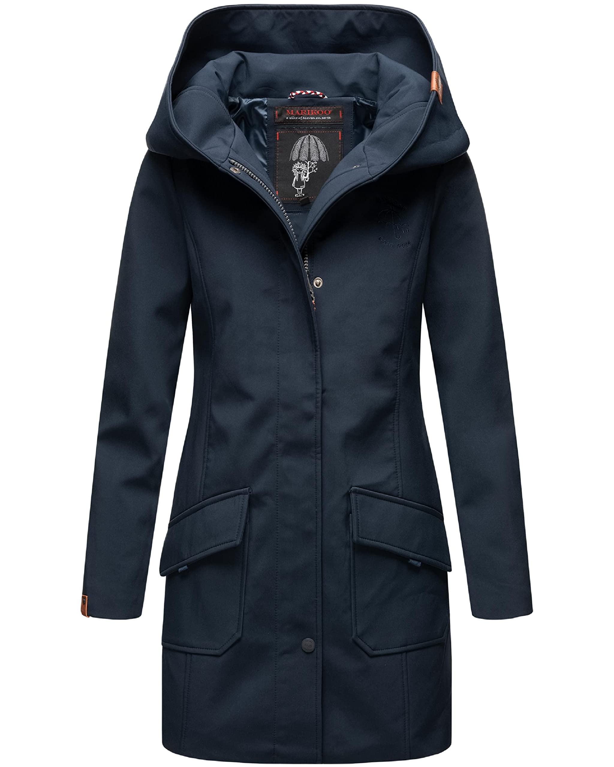 Marikoo Women's Blue Mayleen Transition Jacket, Softshell Coat, Breathable With Hood, Xs - 5XL, 3XL