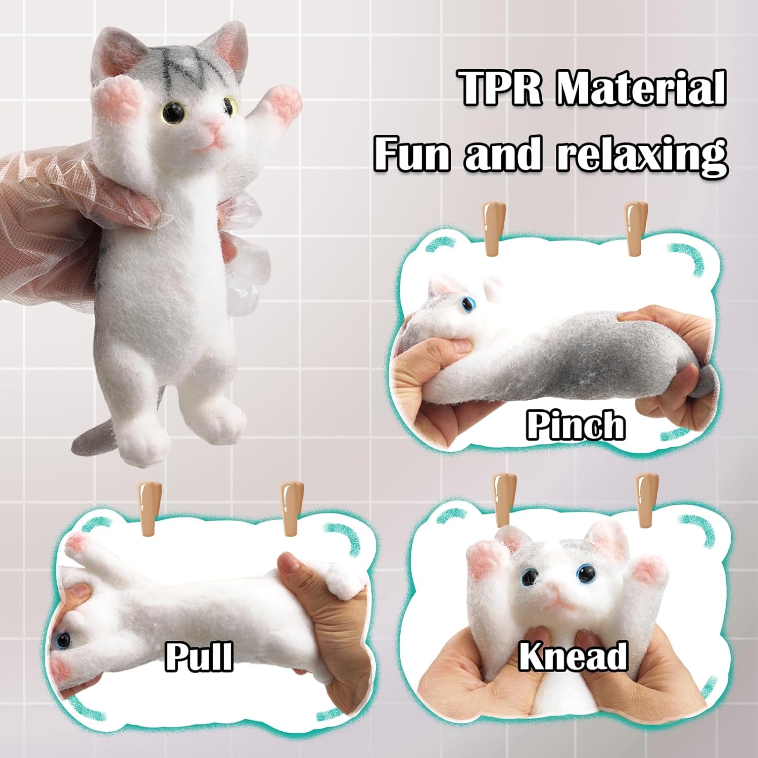 Big Hand Painted Cat Squishy Toys，Large Cute Ultra Soft Kitty Squeeze Fidget Toys for Stress Relief ,Kawaii Squishies Sticky Animal Toys for Adults Kids,Decompression Sensory Balls （Cheese）