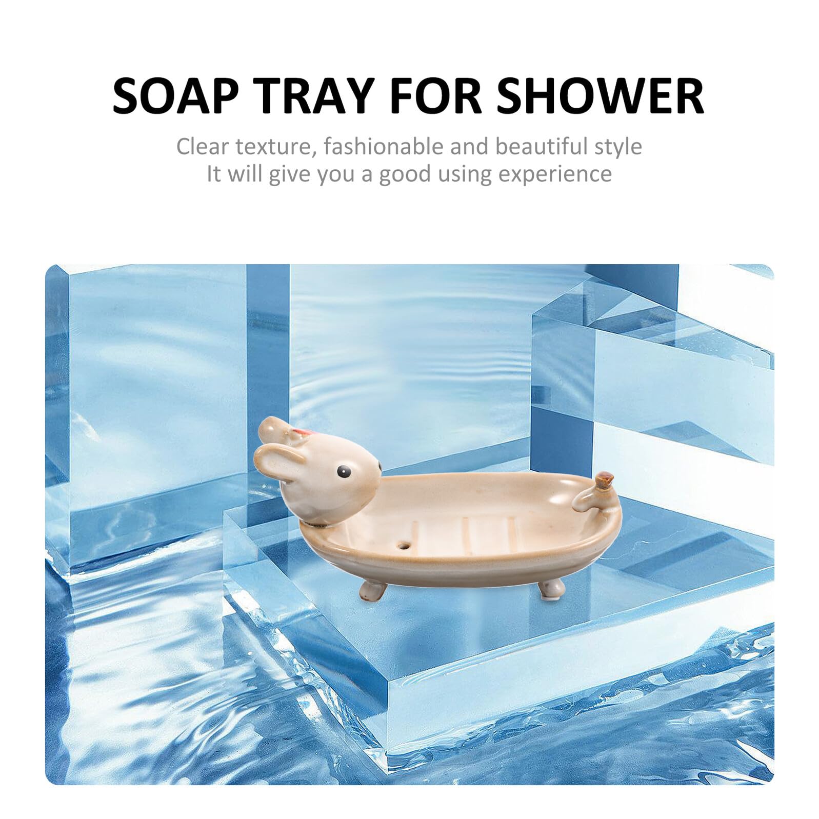 Jabonera de Doble con Diseño de Conejo Resistente al Agua y Estable Bandeja para Jabón y Soporte para Llaves para Lavabo y Baño