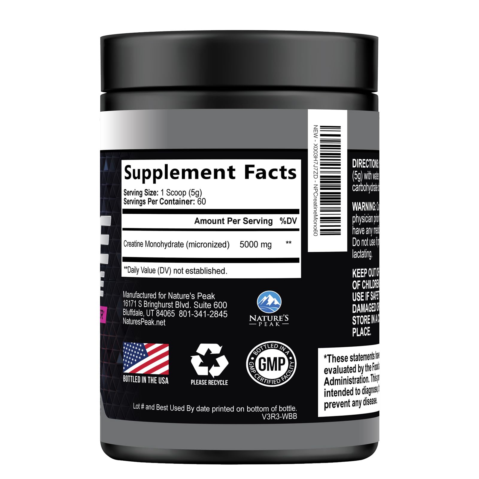 Creatine Monohydrate Powder 5000mg - Pure Micronized Creatine Mono 5G Nutritional Supplement - Pre Workout for Energy & Muscle Support for Men and Women, Unflavored, Bottled in USA - 60 Servings — Amazon image 9