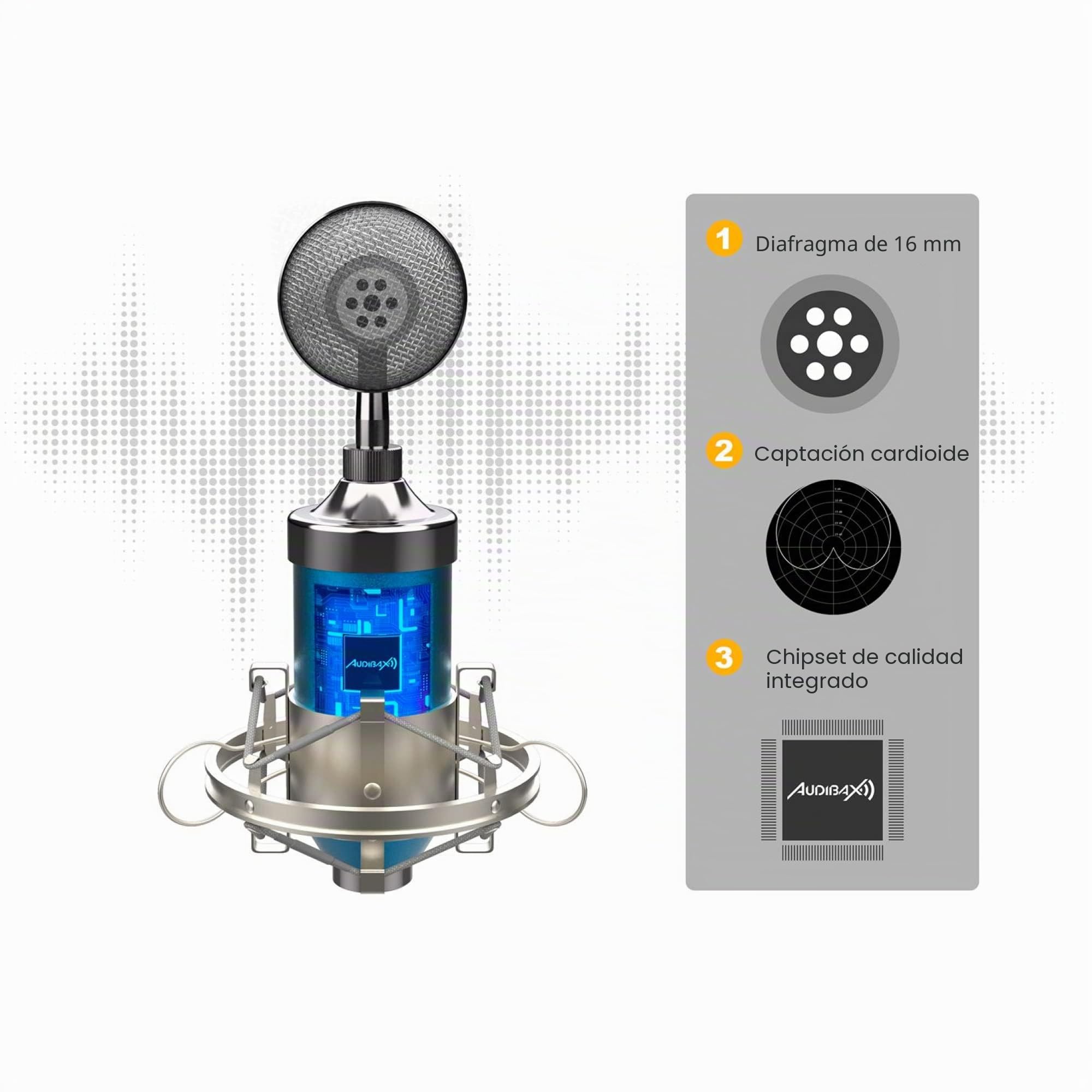Audibax Dublin 3000 Blue Pack Micrófono Studio Gran Diafragma