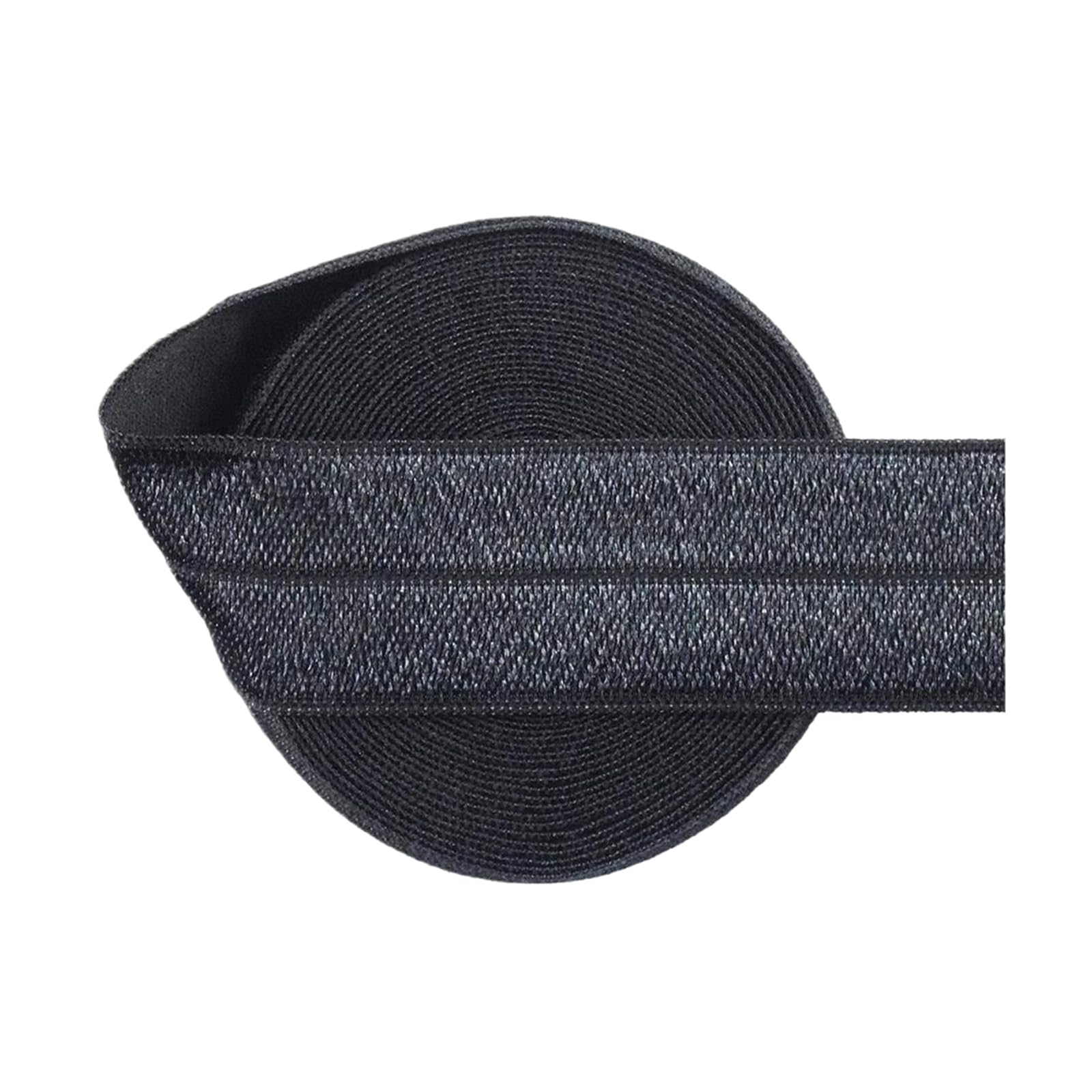 1" 25mm Solid Spandex Satin Bandfold Over Elastic, Charcoal, 25mm,5 Yards