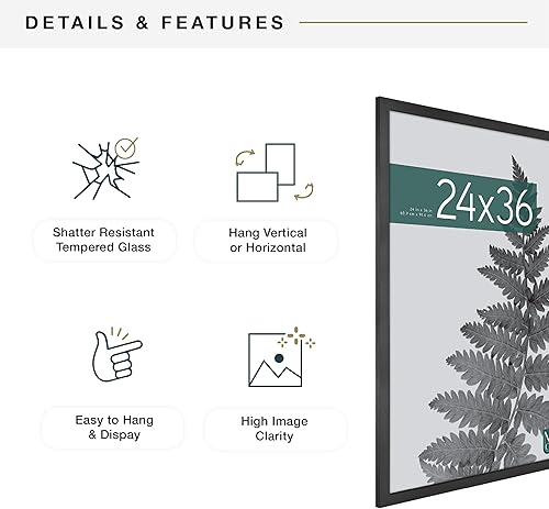 Vista 323 de MCS Studio Gallery Marco para póster de 16 x 24 pulgadas, imitación de veta de madera de color negro, colgar en horizontal o vertical, grande