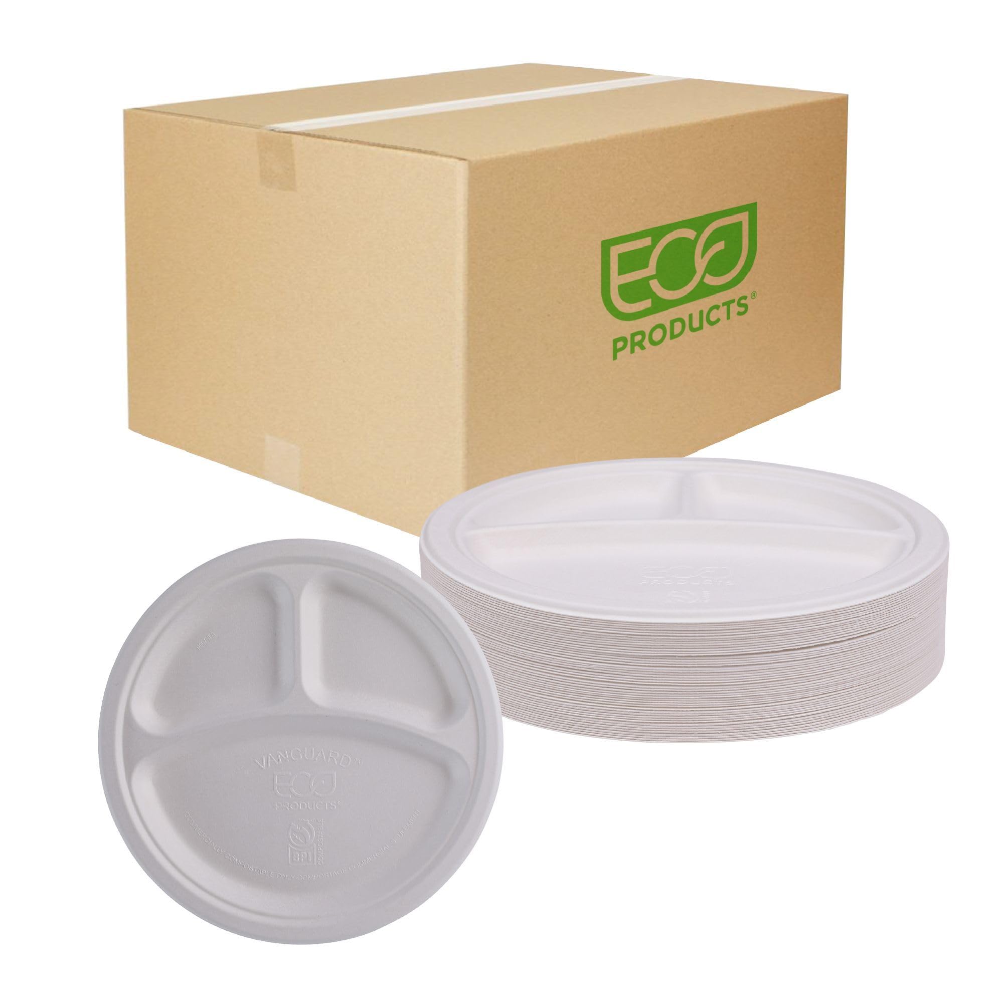 Vanguard - Plato de caña de azúcar (25,4 cm, 3 unidades), color blanco