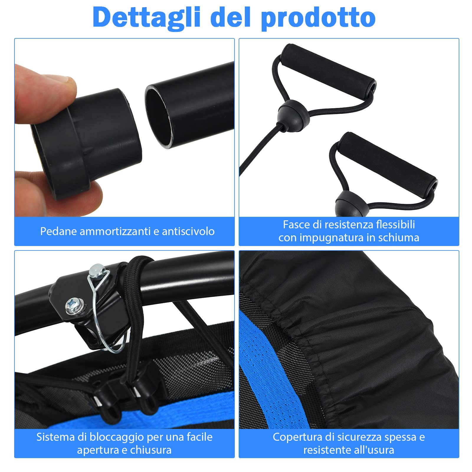 COSTWAY Mini Trampolino Pieghevole 101cm, Trampolino Fitness per Adulti e Bambini,con Maniglia Altezza Regolabile, Capacità di Carico 150 kg