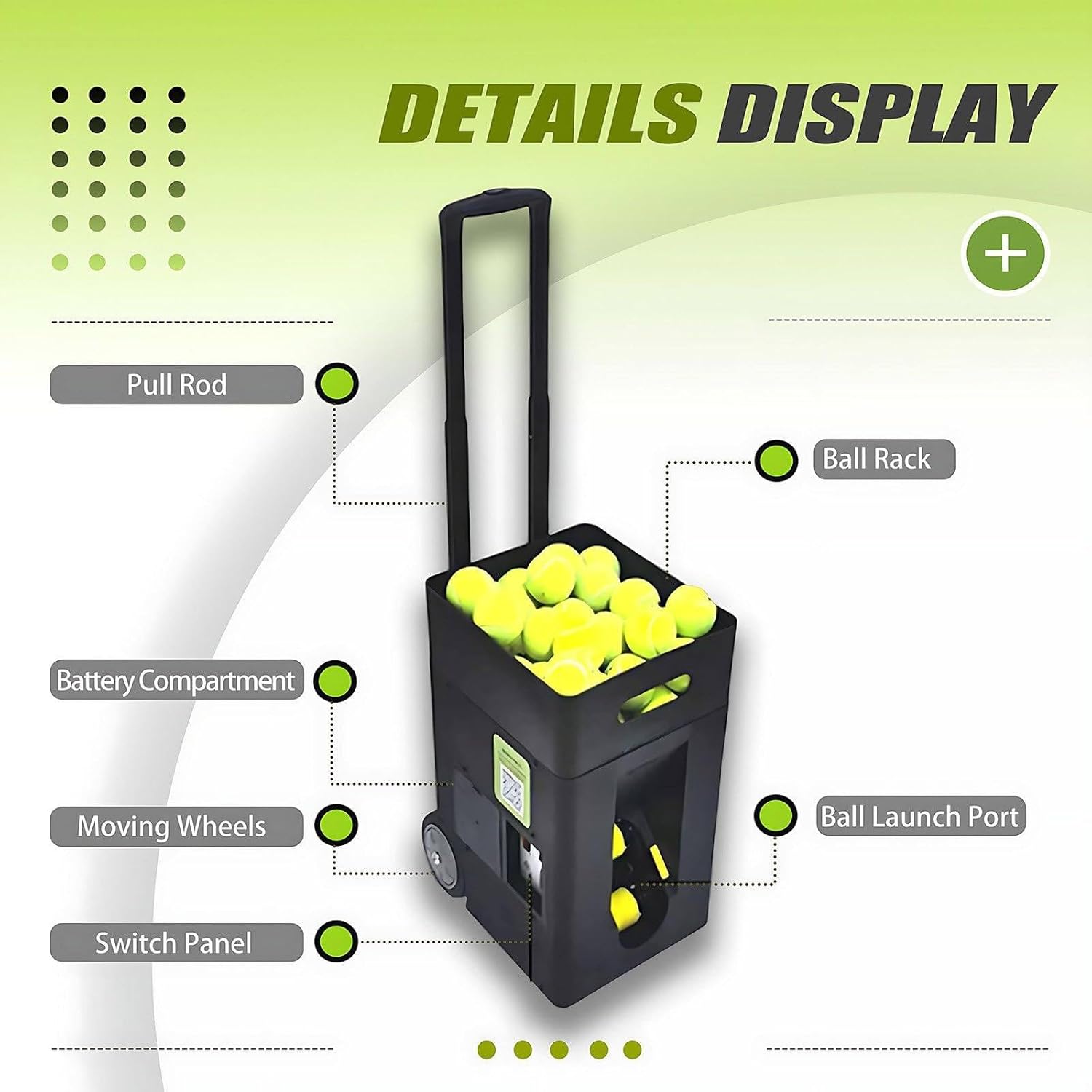 Tennis Ball Machine Advanced Smart Programming- High Capacity with App/Remote, Adjustable Serve Speed & Outdoor Training for Beginners Solo Training Sports