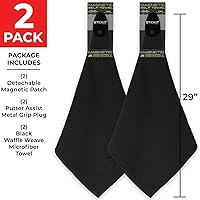 Vista 9 de STICKIT Toalla magnética, color negro, paquete de 2, toalla de golf de microfibra de primer nivel con bolsillos profundos de gofre, imán de fuerza