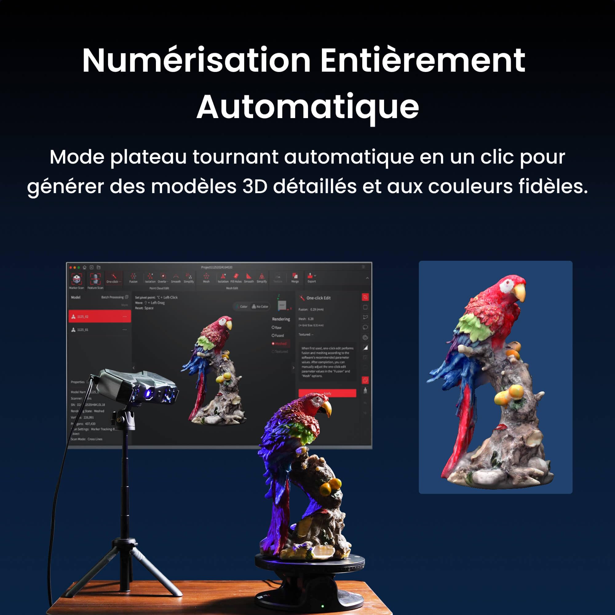 Revopoint MetroX Pro Scanner 3D pour l'Impression 3D, Précision Industrielle 0,01mm, 4 Modes de Scan, Partage d'Écran, Couleurs Complètes, pour Rétro-ingénierie & Modélisation, STANDARD