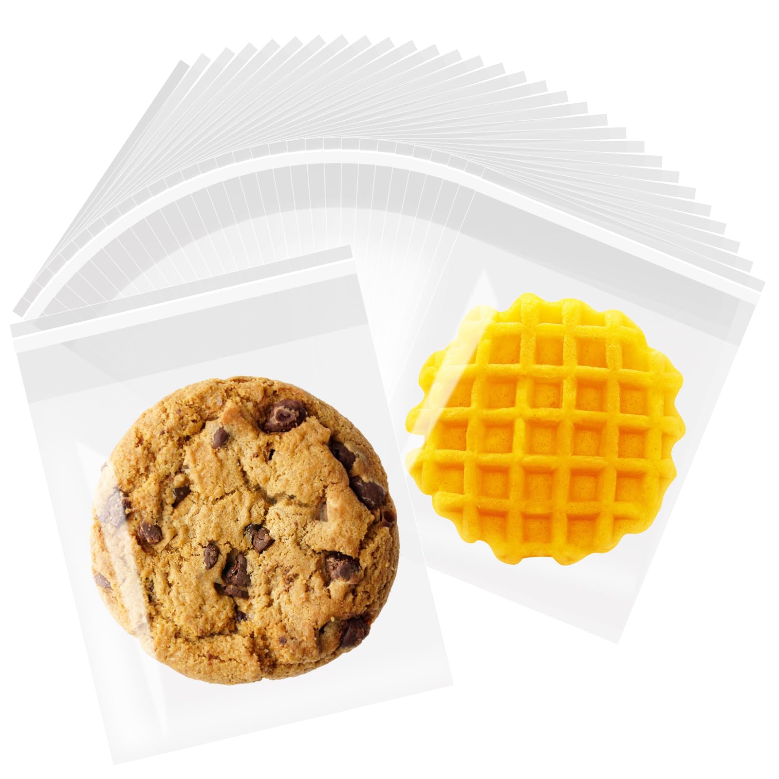 LINMAGCO 200 Pcs Cellophane Bags 5x5 Inches Self Adhesive, Clear Resealable Cookie Bags for Packaging for Gift Wrapping,Dessert,Bakery, Chocolate,Party Favo, Holiday Packaging