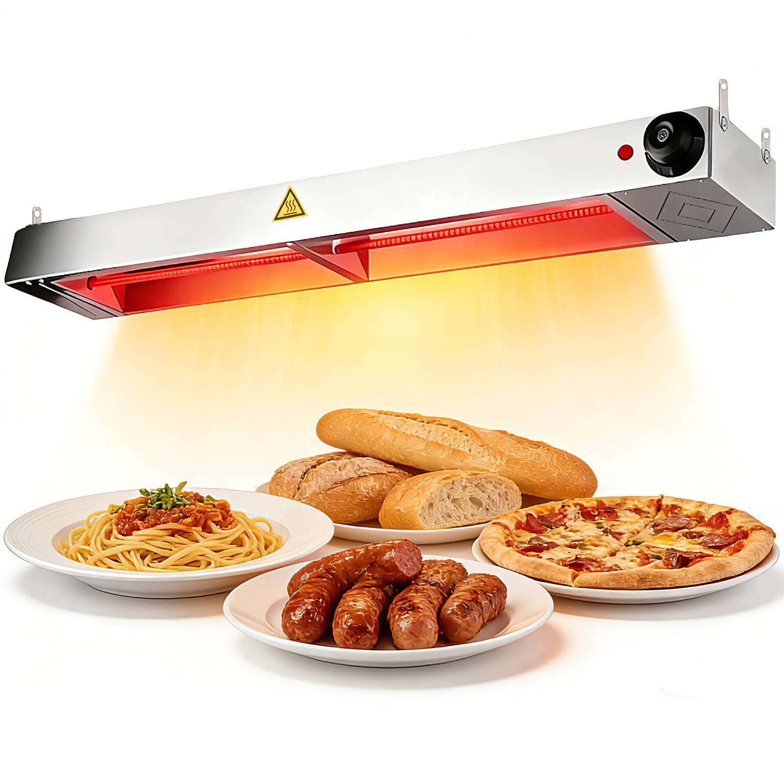 Lampada Scaldavivande da Cucina | Lampada Riscaldante a Infrarossi a Sospensione, Temperatura Regolabile (30–80 °C) | Lampada Scaldavivande a Sospensione adatta a Buffet, Mense e Hotel (1, 90cm)