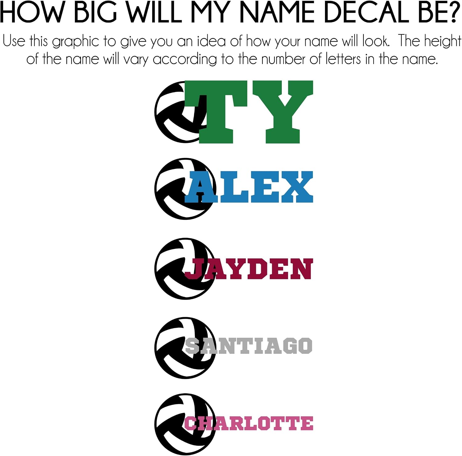 Personalized Volleyball Wall Decor, Custom Volleyball Vinyl Sticker, Sport Ball Decal with Name, Choose from 30 Colors & Several Sizes