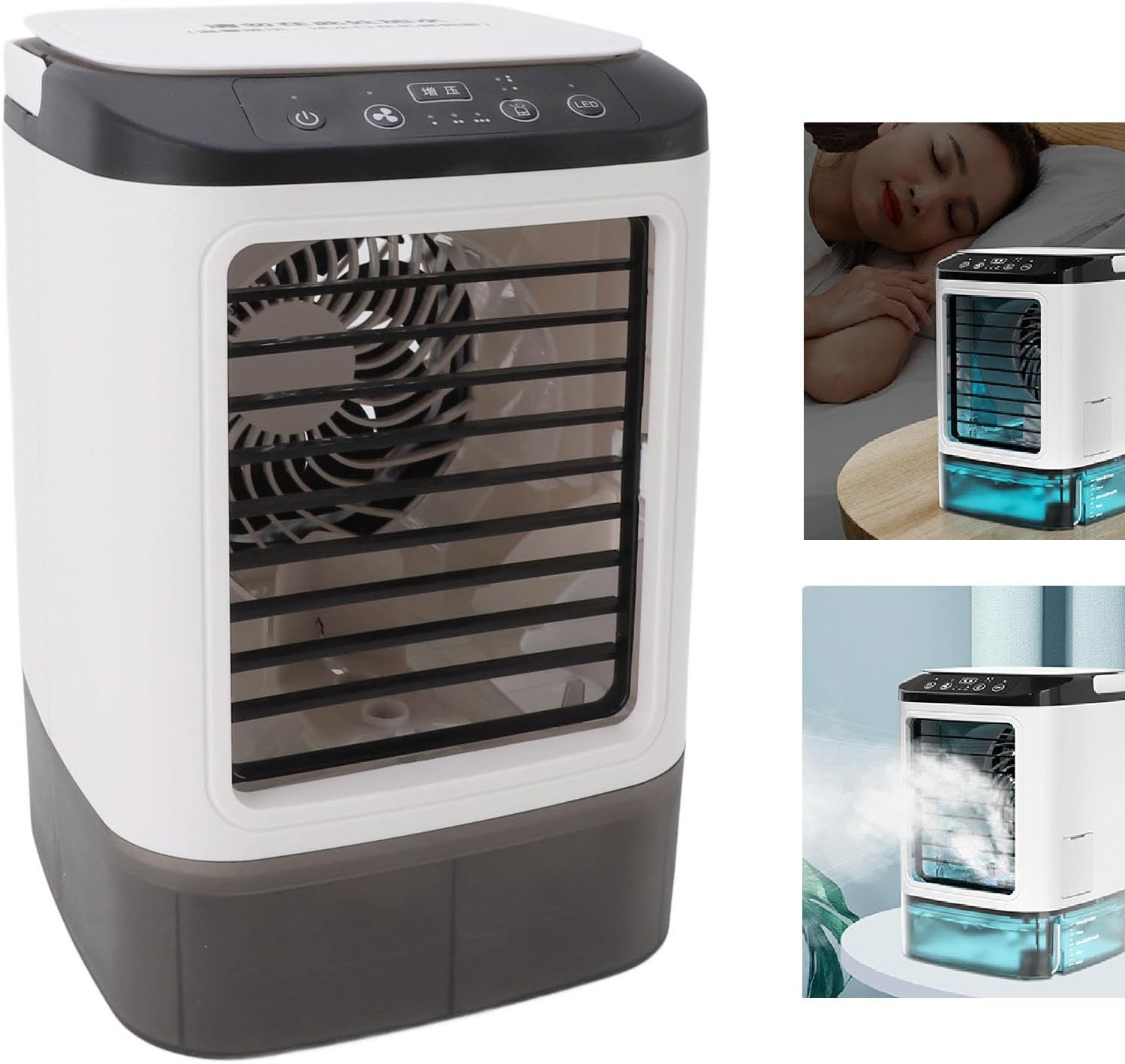 Mini Air Conditioner, USB Powered Portable AC, Cooling Humidifier Mist Fan for Home Office Desk