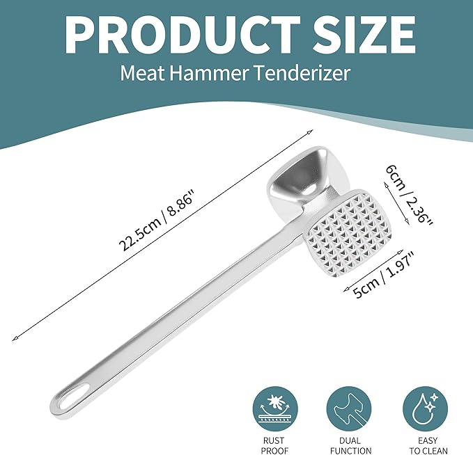 Ablandador de Carne Martillo Doble Cara Aluminio miniatura 2