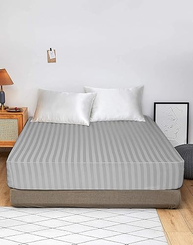 Vista 27 de Juego de sábanas de 6 piezas, 400 hilos y hotel, acabado satinado, sábana bajera ajustable de 12 a 14 pulgadas de profundidad, 100% algodón egipcio