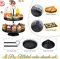 Vista 11 de Tioncy Juego de 8 soportes para tartas, soportes de exhibición de mesa de postres de metal para mesa de postres, soporte para cupcakes escalonados