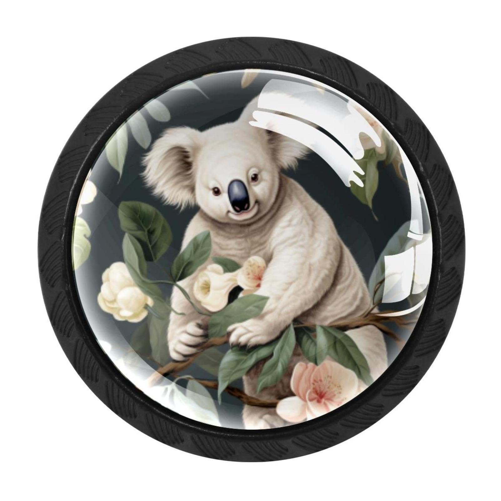 CHENZZZZ 4 Pieces Koala Drawer Knobs, 35mm Black Cabinet Knobs, Drawer Pulls and Knobs, Dresser Drawer Knobs, Cabinet Hardware Kitchen Cabinet Knobs
