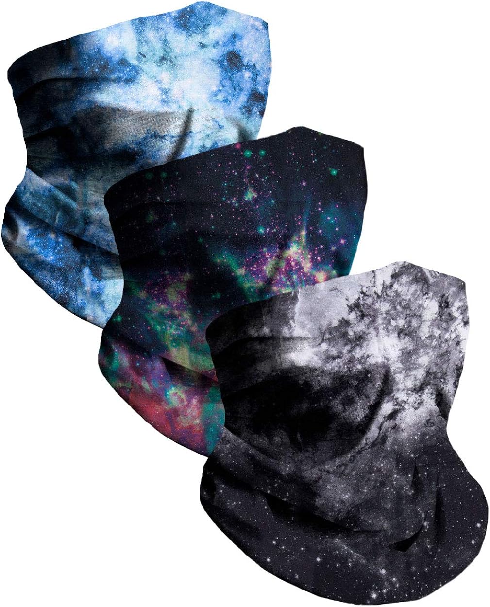 Galaxy Breathable Neck Gaiter Half Face Cover Cool Skiing Mask Bandana Festival Rave Balaclava Scarf INTO THE AM (3 Pack) at  Men’s Clothing store