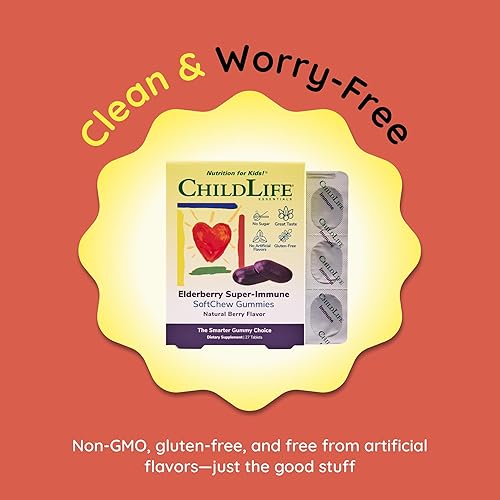 Miniatura 7 de CHILDLIFE ESSENTIALS Gomitas SoftChew superinmunes de saúco para niños, apoyo inmunológico con vitamina C y vitamina D3, suplemento inmunológico de