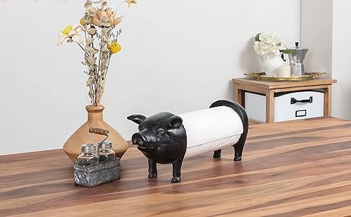 Miniatura 9 de Soporte para toallas de papel NIKKY HOME, de metal y resina, Cerdo negro