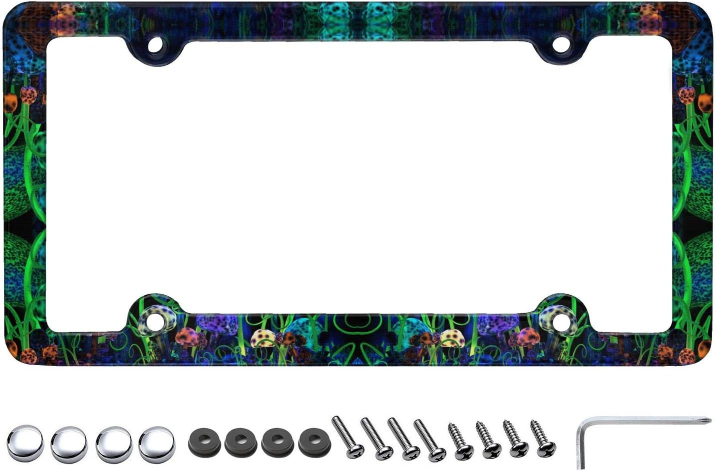 Psychedelic Abstract Trippy Style Art White License Plate