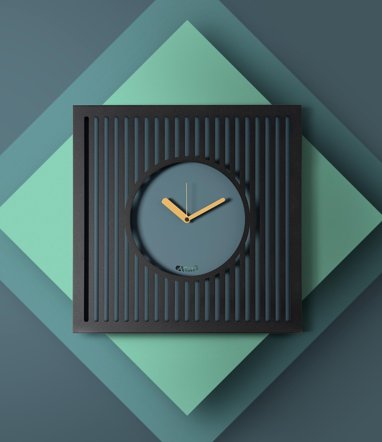 Arti & Mestieri Tiffany - Orologio grande da parete di Design 100% Made in Italy - in Ferro, 50 x 50h cm (Nero e petrolio)