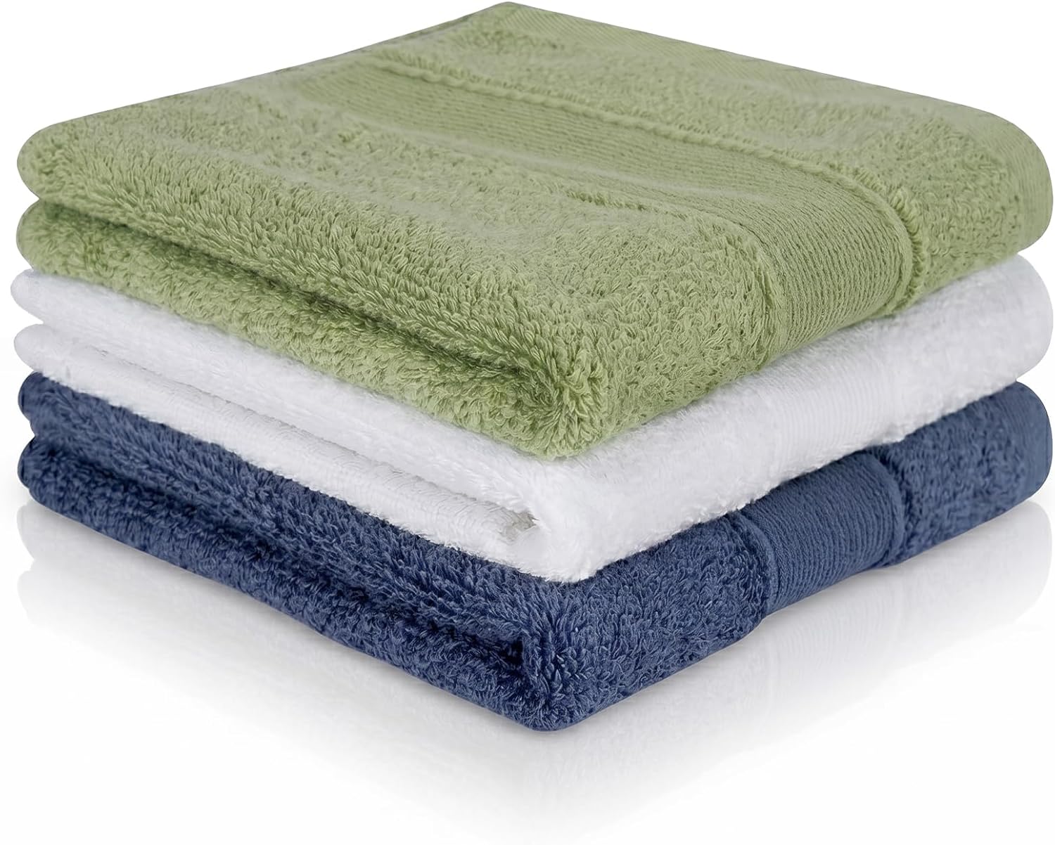 100% Cotton Wash Cloth, 13x13 Inch Highly Absorbent and Soft Feel Fingertip Towels, 3 Pack Machine Washable Washcloths for Bathroom, Gym, Hotel, Spa and Kitchen, 3 Colors