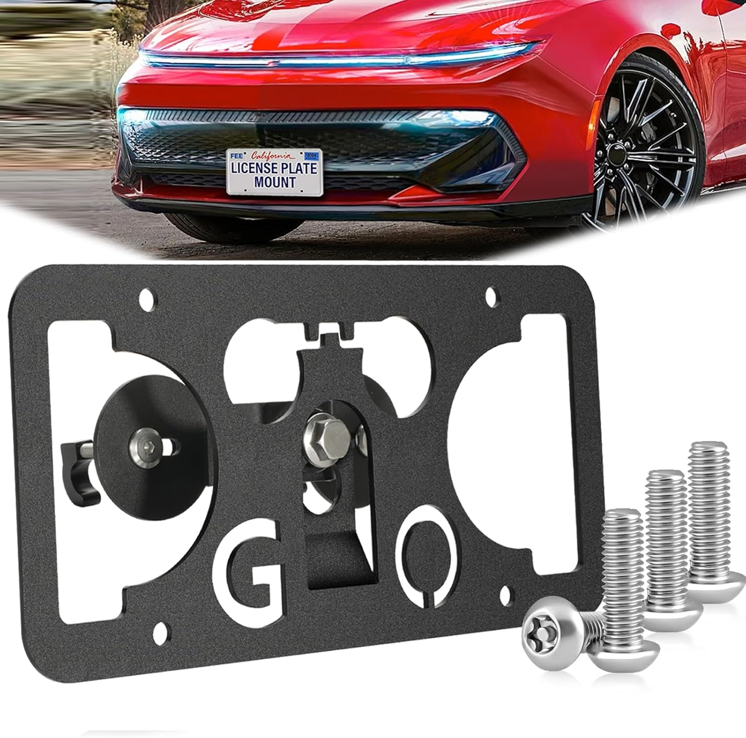 No Drill Anti-Theft Front Bumper License Plate Bracket Mount Kit - Grille Mount Compatible with Chevrolet Camaro (5th and 9th gens) 2010-2024,Installs in Seconds