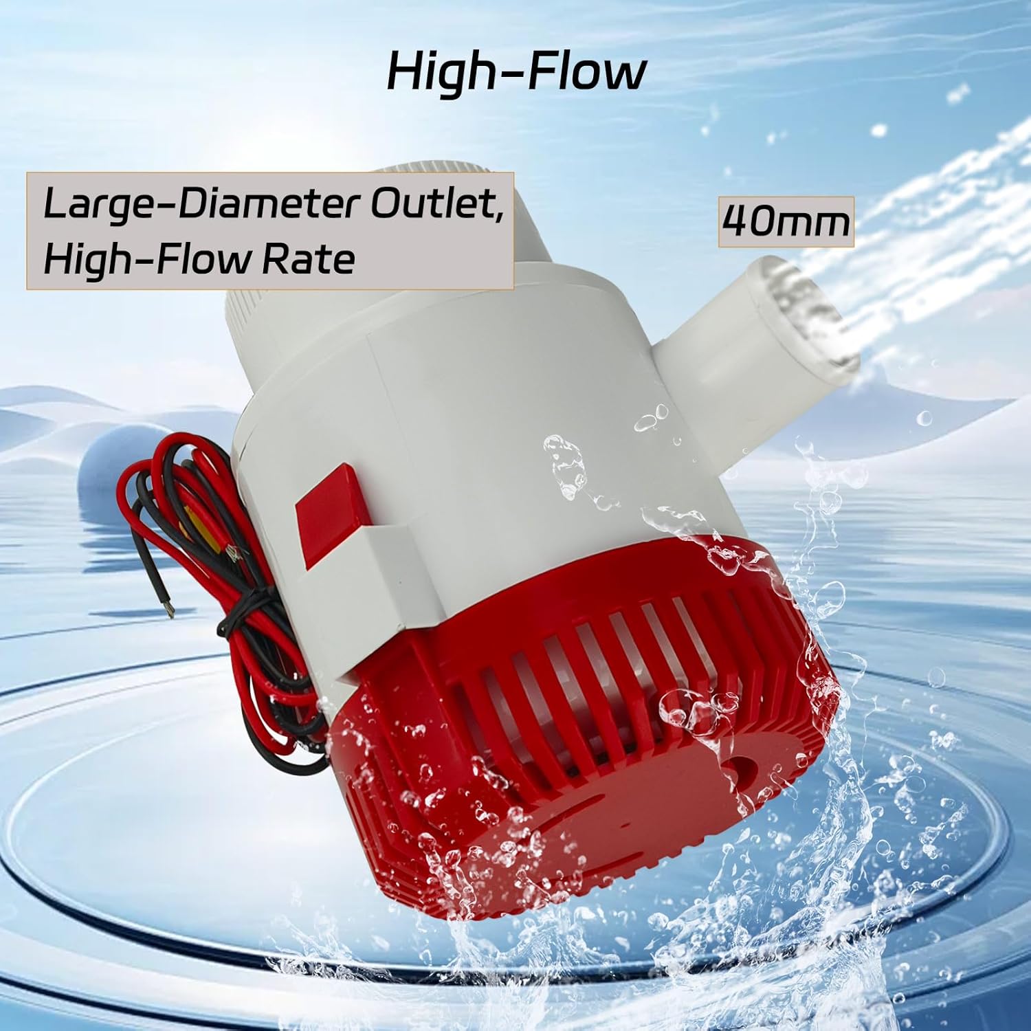 Automatic Submersible Bilge Pump 3700 GPH 12 Volt for Marine Boats, Yachts, Vessels