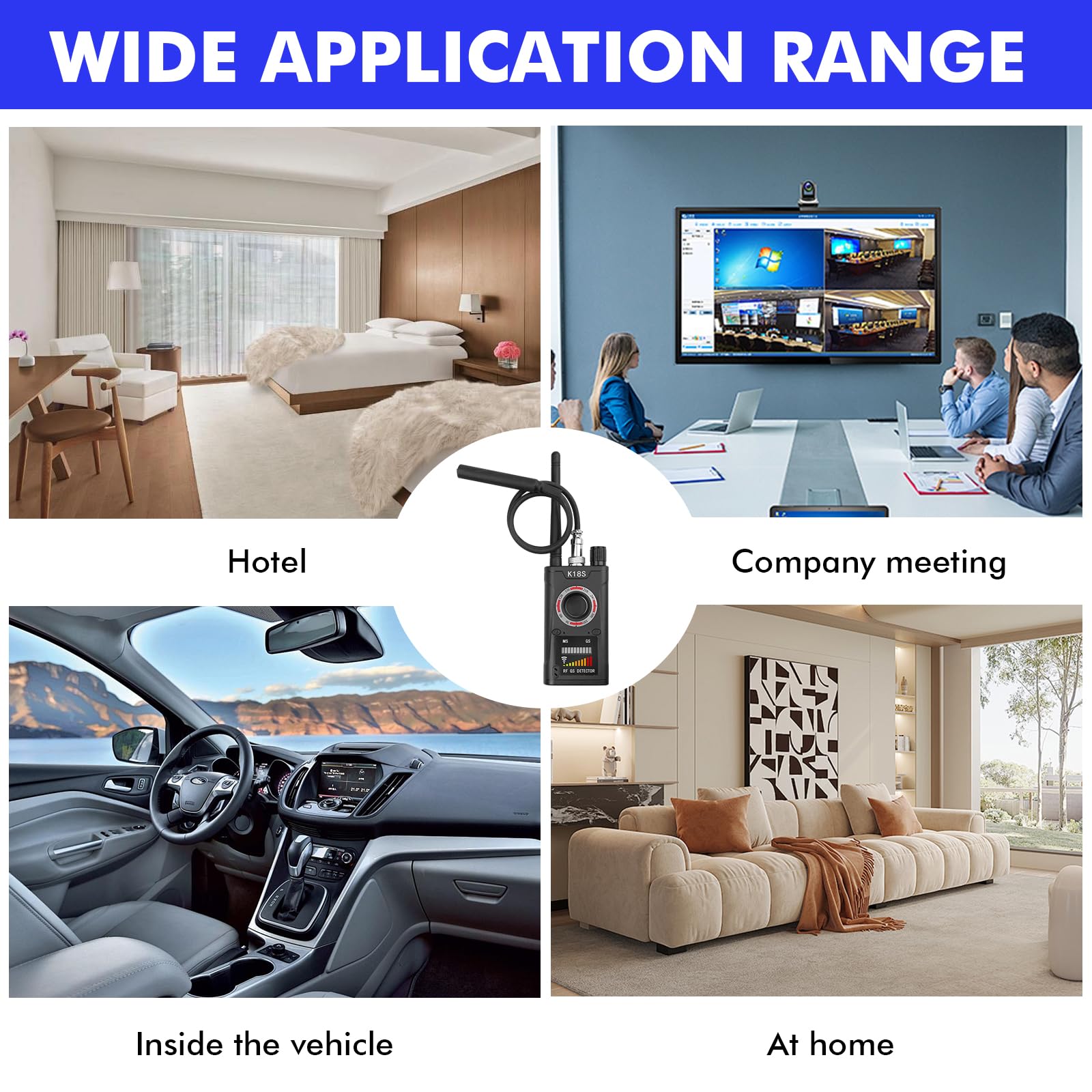 Détecteur de caméra cachée : détecteur de signal RF portable avec balayage infrarouge, détecteur de systèmes d'écoute, détecteurs GPS pour traceur GPS, détecteur anti-espion pour la