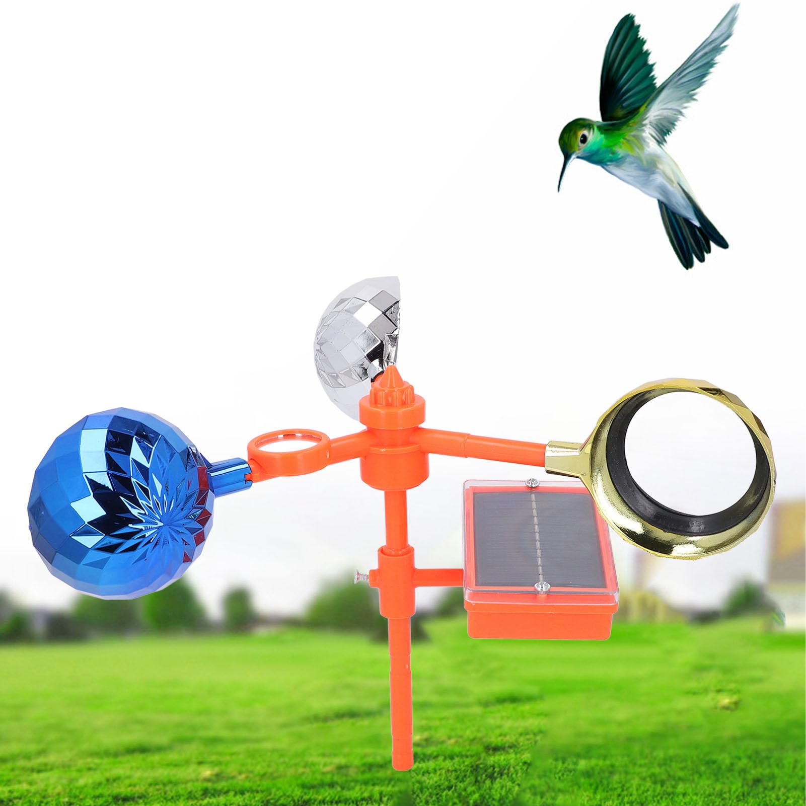 Haofy Disuasor de Pájaros Reflectante, Dispositivo Giratorio Visual con Sonido Alimentado por Energía Solar para Espantapájaros en el Campo, Plástico ABS Colorido