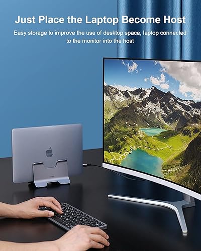 Miniatura 2 de Hagibis Soporte vertical para portátil de escritorio para escritorio soporte de bloqueo de gravedad muelle ahorra espacio mejora el flujo de aire