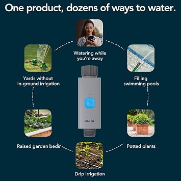 Rachio Smart Hose Timer: App-Controlled Faucet Timer. 1 Valve + 1 WiFi Hub | Quick Install & Scheduling, App Control, Weather-Based Scheduling, Expandable Outdoor System,