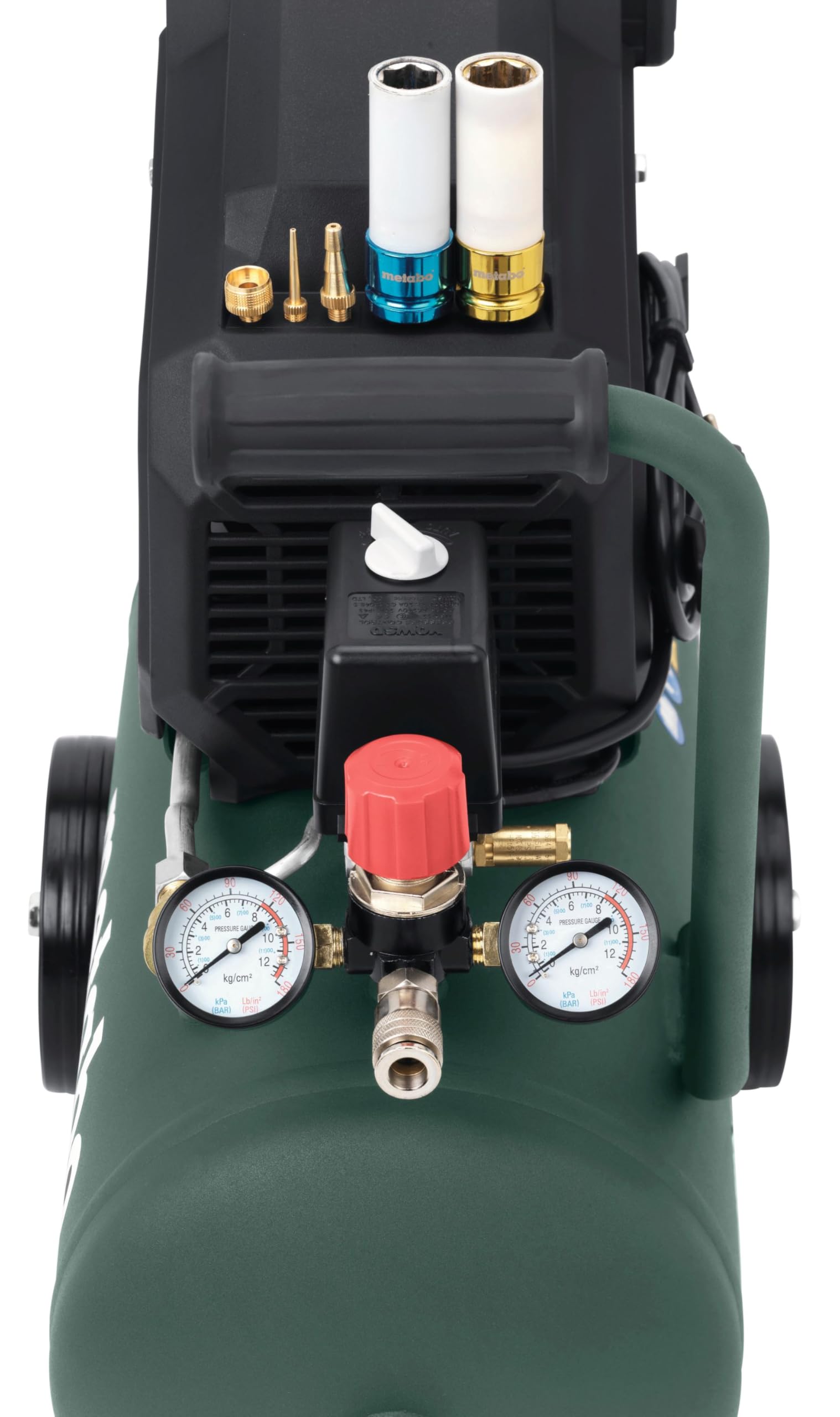 metabo Compresor Basic 200-24-80 l/min de potencia de llenado, tamaño de caldera de 24 l, compresor de aire comprimido de 8 bar, potencia de aspiración de 180 l/min, 1,2 kW – lubricado con aceite
