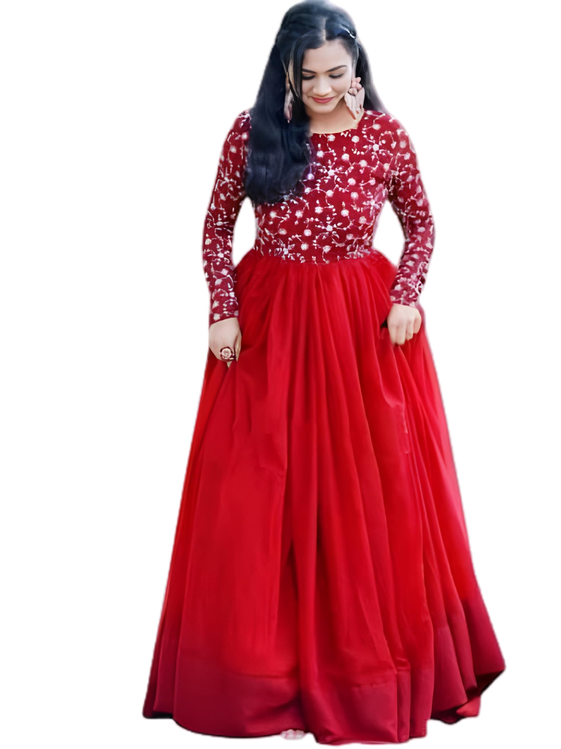 Sel Embroidery Solid Georgatte Anarkali Gown World Women's Long Gown for Solid Georgette with Heavy Embroidery Work (M,L,XL,XXL)