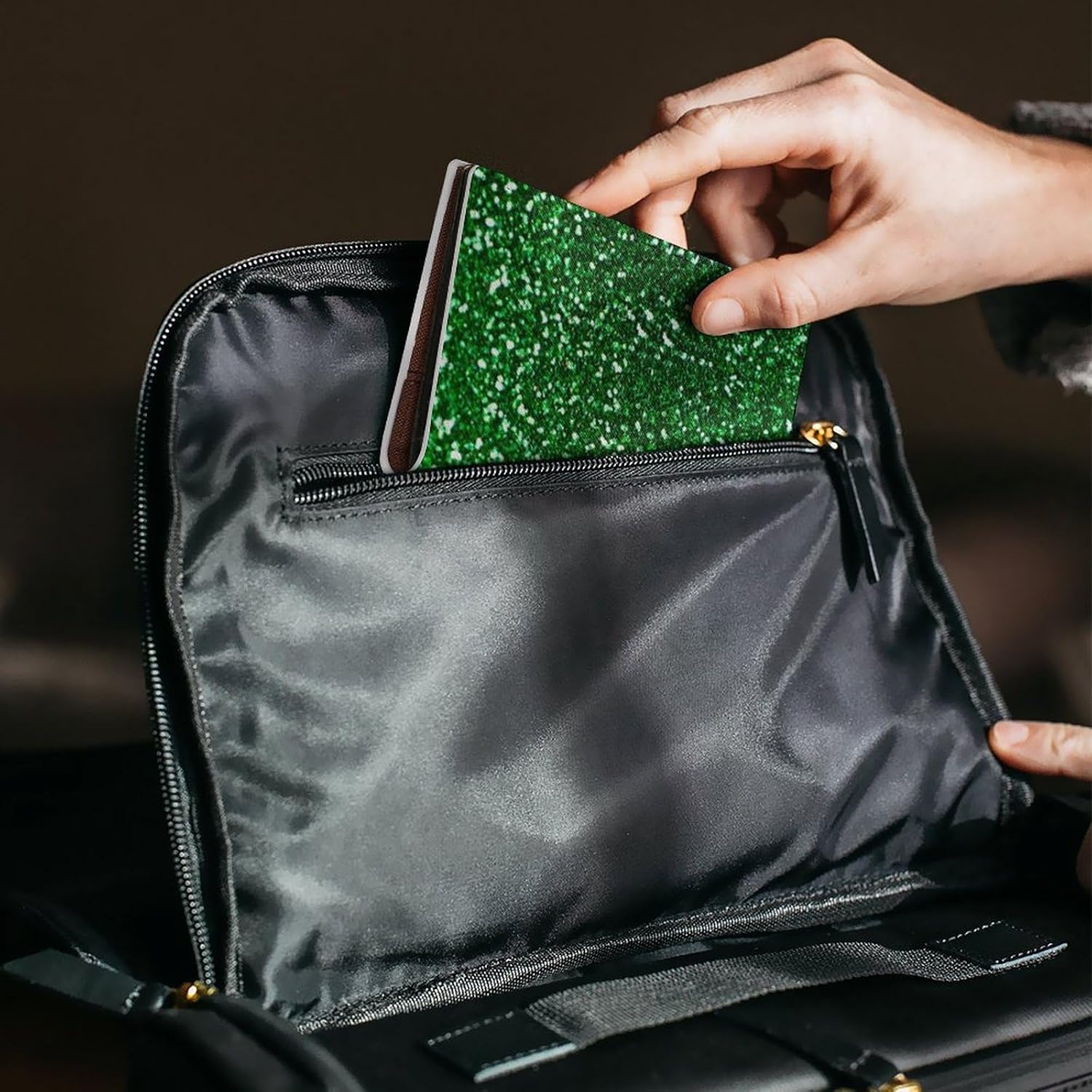 Green Sequin Sparkle Passport Holder for Travel Leather Passport Covers Minimalist Passport Wallet Cover Case Cute Passport Book Holder Credit Card Holder for Women Men image 5